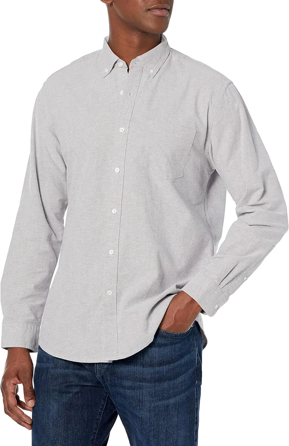 Amazon Essentials Men's Long Sleeve Shirts Casual - Regular-Fit Pocket Oxford