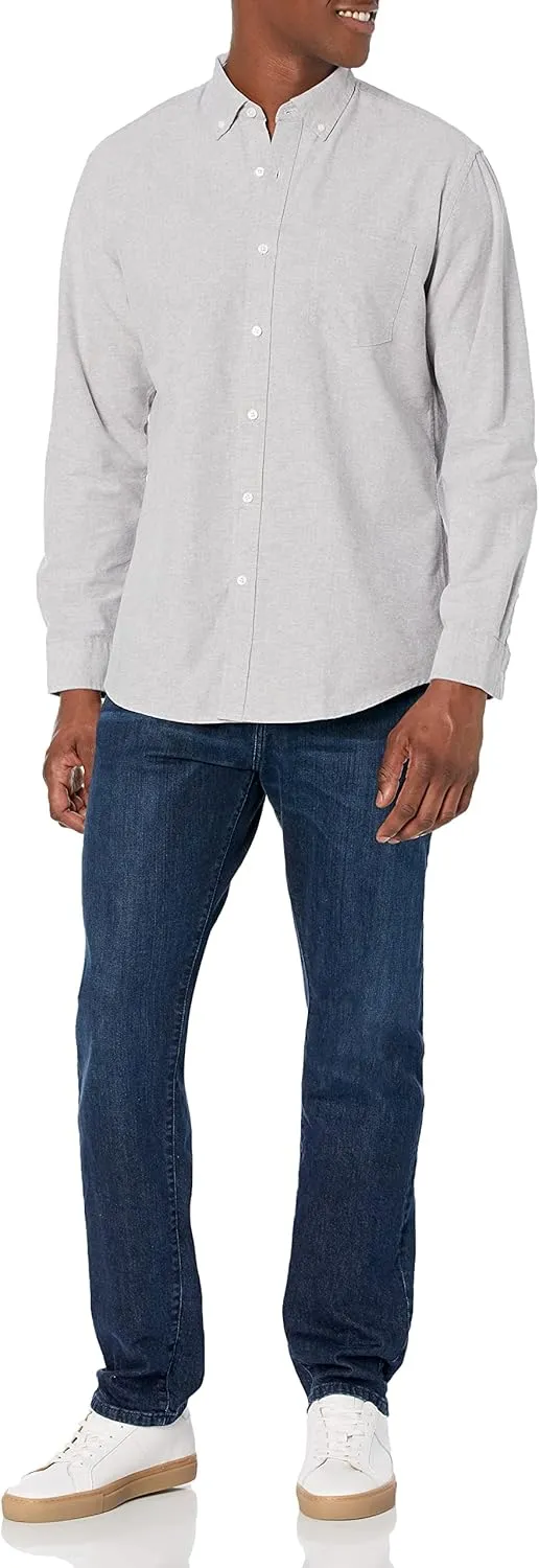 Amazon Essentials Men's Long Sleeve Shirts Casual - Regular-Fit Pocket Oxford