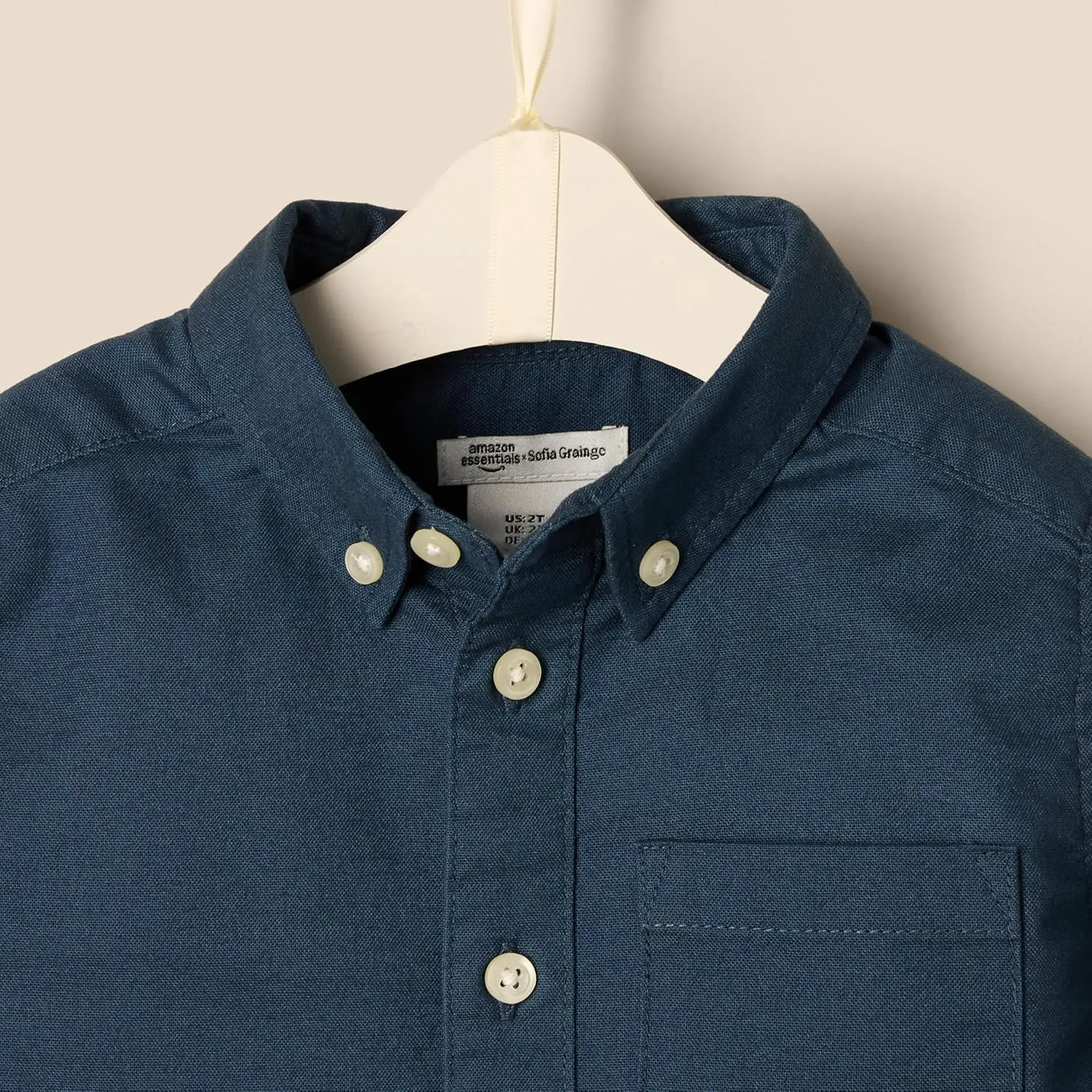 Amazon Essentials x Sofia Grainge Toddlers and Baby Boys' Stretch Oxford Collar Shirt