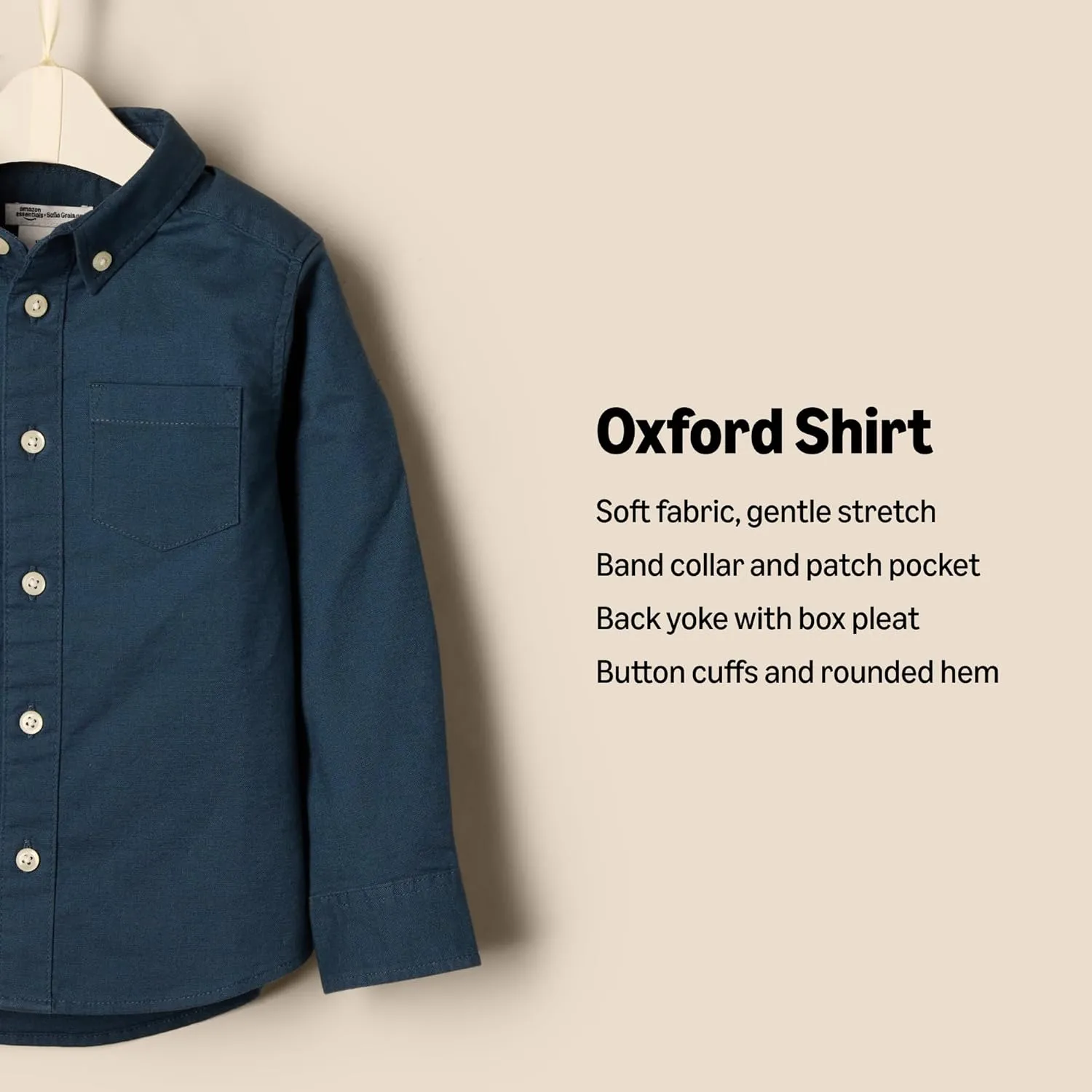 Amazon Essentials x Sofia Grainge Toddlers and Baby Boys' Stretch Oxford Collar Shirt