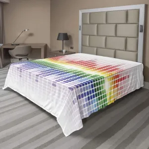 Ambesonne Music Flat Sheet, Rainbow Digital Style Equalizer Amplifier Recording Equipment Night Club Disco Theme, Soft Comfortable Top Sheet Decorative Bedding 1 Piece, King Size, Multicolor