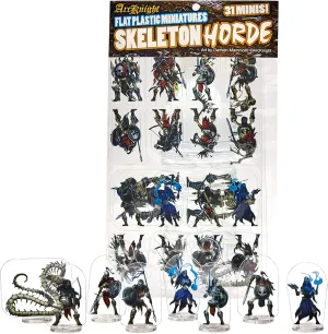 Arcknight Flat Plastic Miniatures: Skeletons Horde; 31 Unique Undead-Themed Enemy Minis for DND 5e and Pathfinder; Affordable, Skinny Figurines for Dungeons and Dragons and Other Tabletop RPG Games