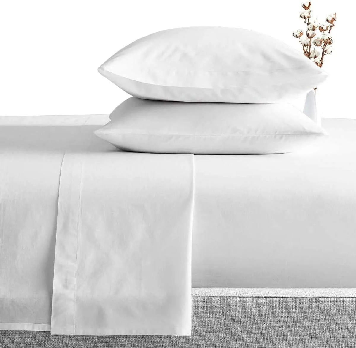 Aspire Homes 900-Thread-Count 100% Pure Egyptian Cotton Full XL 4 Piece Sheet Set 16" Deep Pocket, White Solid