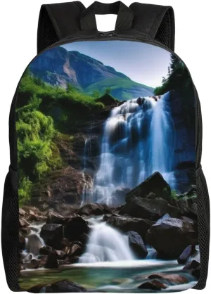 Backpack Casual Daypack for Men Women Scenic mountain waterfall Laptop Backpack Lightweight Travel Bag Shoulder Bag for Work Hiking