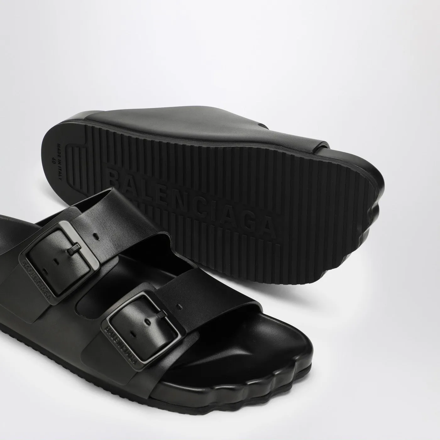 Balenciaga Black Leather Sunday Sandal