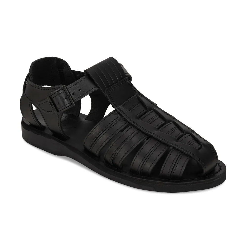 Barak - Leather Closed Toe Sandal | Black