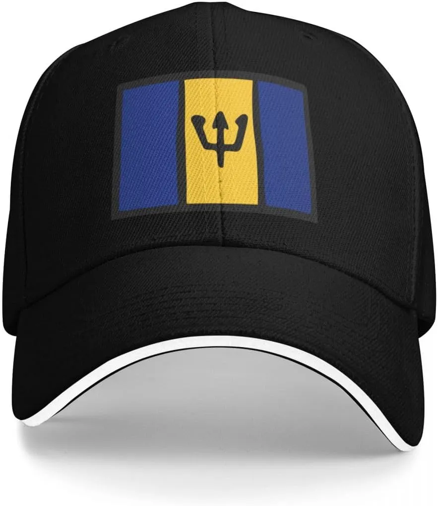 Barbados Flag Flat Pattern Casual Sandwich Baseball Cap-Adjustable Fit Four Seasons Breathable Lightweight Unisex Hat for Ou