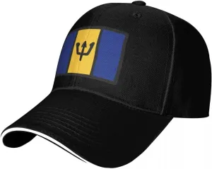 Barbados Flag Flat Pattern Casual Sandwich Baseball Cap-Adjustable Fit Four Seasons Breathable Lightweight Unisex Hat for Ou