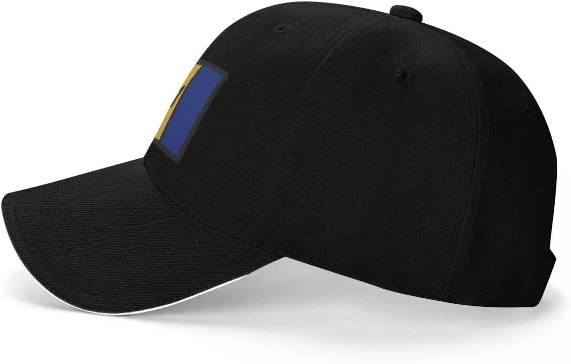 Barbados Flag Flat Pattern Casual Sandwich Baseball Cap-Adjustable Fit Four Seasons Breathable Lightweight Unisex Hat for Ou