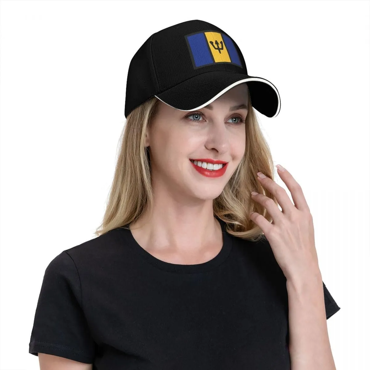 Barbados Flag Flat Pattern Casual Sandwich Baseball Cap-Adjustable Fit Four Seasons Breathable Lightweight Unisex Hat for Ou