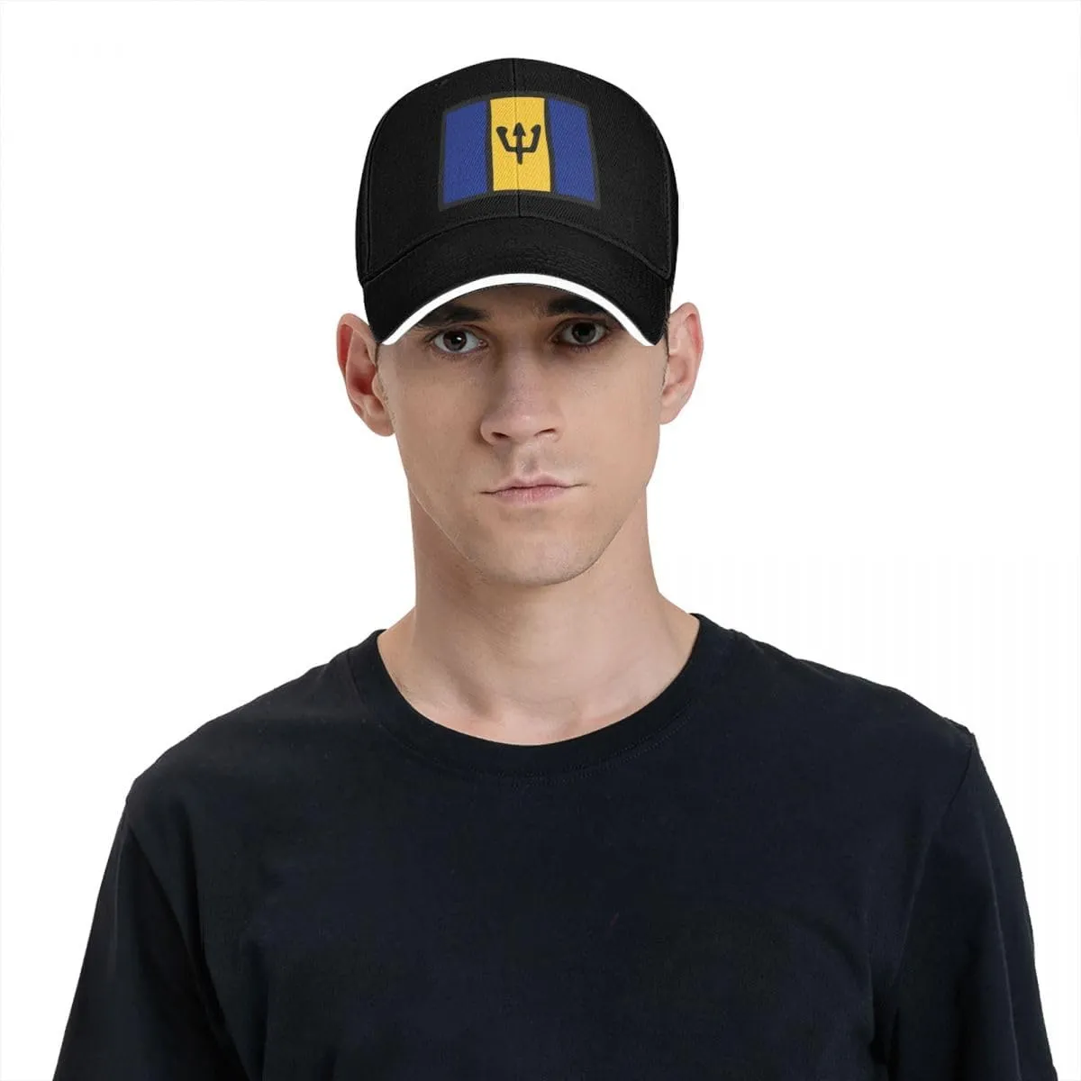 Barbados Flag Flat Pattern Casual Sandwich Baseball Cap-Adjustable Fit Four Seasons Breathable Lightweight Unisex Hat for Ou