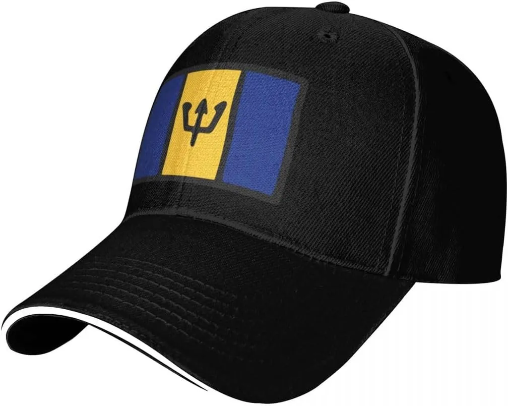 Barbados Flag Flat Pattern Casual Sandwich Baseball Cap-Adjustable Fit Four Seasons Breathable Lightweight Unisex Hat for Ou