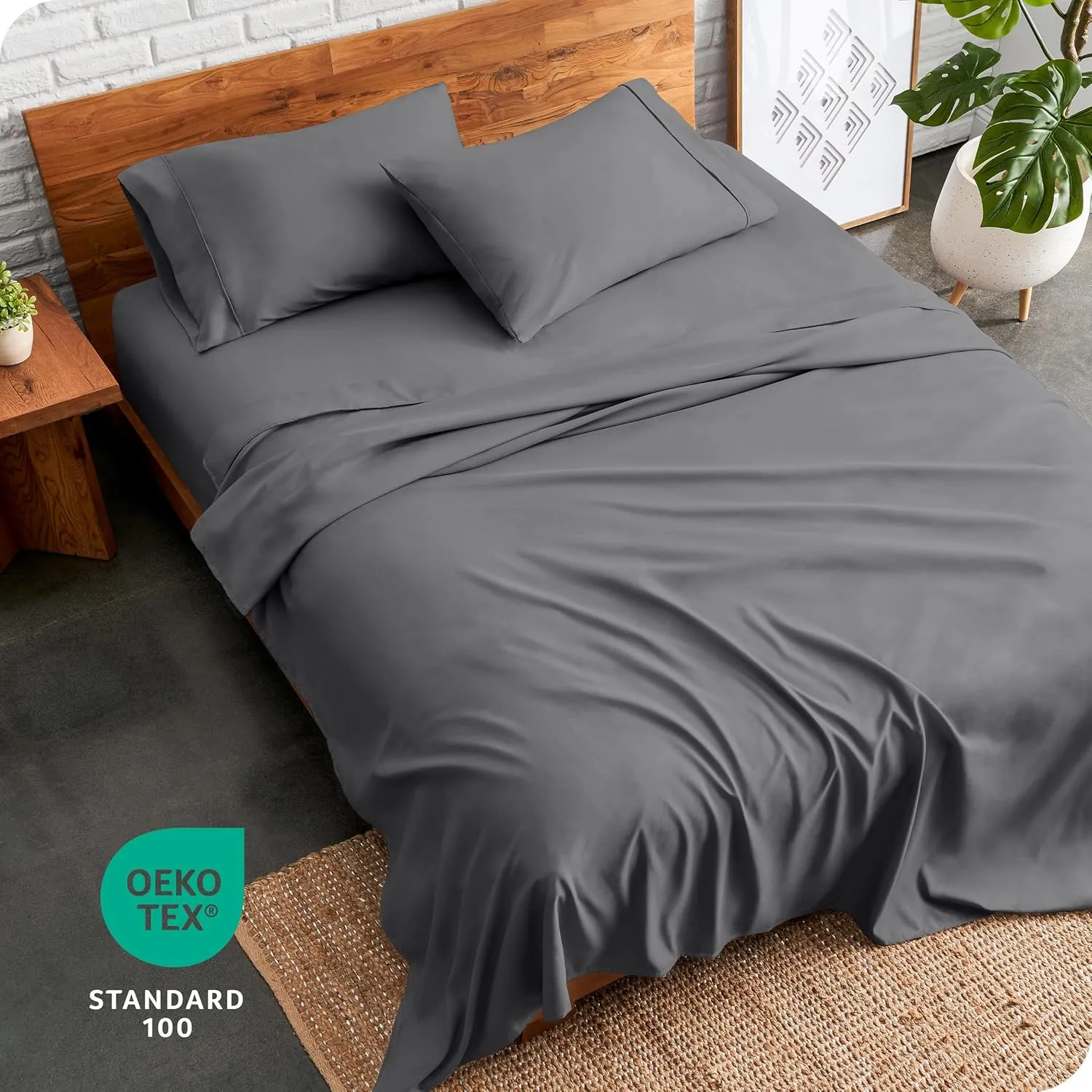 Bare Home Full Sheet Set - Luxury 1800 Ultra-Soft Microfiber Full Bed Sheets - Double Brushed - Deep Pockets - Easy Fit - 4 Piece Set - Bedding Sheets & Pillowcases (Full, Grey)