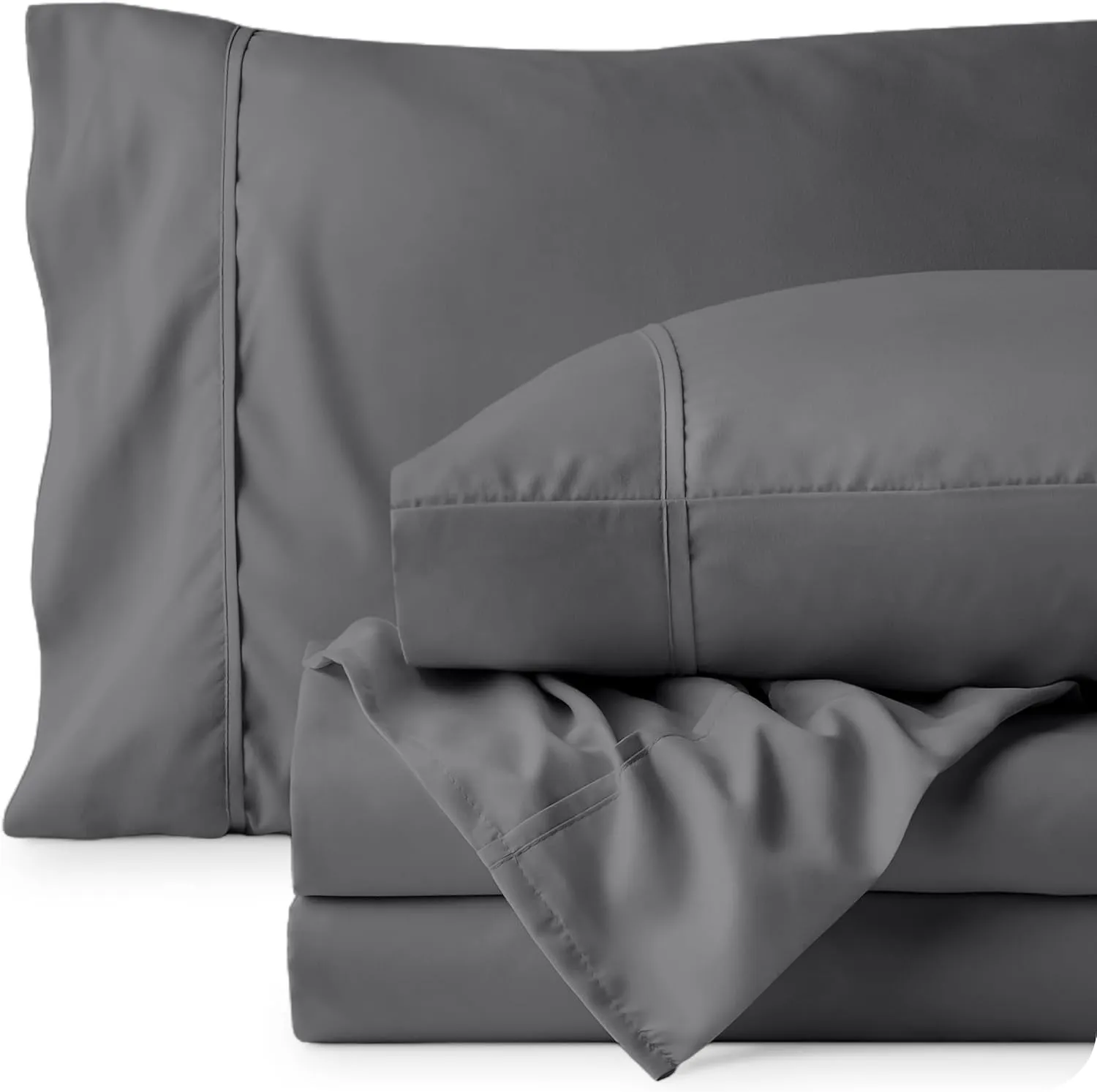Bare Home Full Sheet Set - Luxury 1800 Ultra-Soft Microfiber Full Bed Sheets - Double Brushed - Deep Pockets - Easy Fit - 4 Piece Set - Bedding Sheets & Pillowcases (Full, Grey)