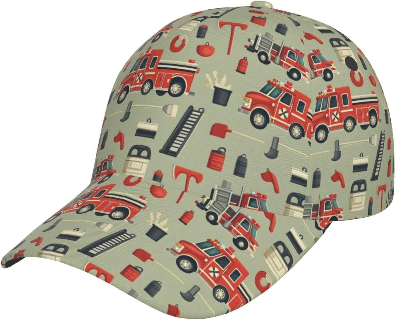 Baseball Cap Women Men- Fire Truck Elevator Tools Print Adjustable for Baseball Hat Women & Men, Sporty Dad Hat Black