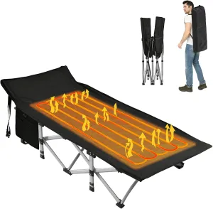 BDL Camping Cot for Adults,Portable Sturdy Heated Sleeping Cot with Carry Bag Outdoor Lightweight Camping Bed, Large Outdoor Foldable Travel Cots for Camping Beach Home Nap
