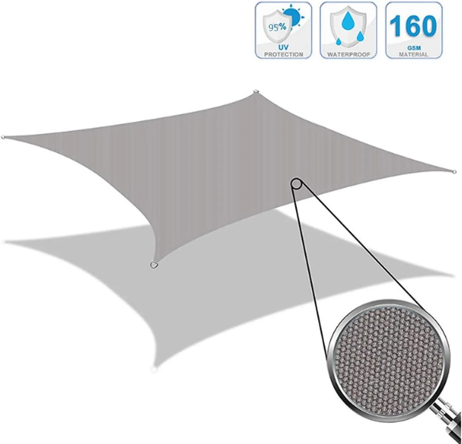 Beach Sun Shade Sail Rectangle Waterproof Awning UV Block Canopy for Outdoor Garden, Backyard, Thicker Oxford Cloth with Ropes(3mx6m)
