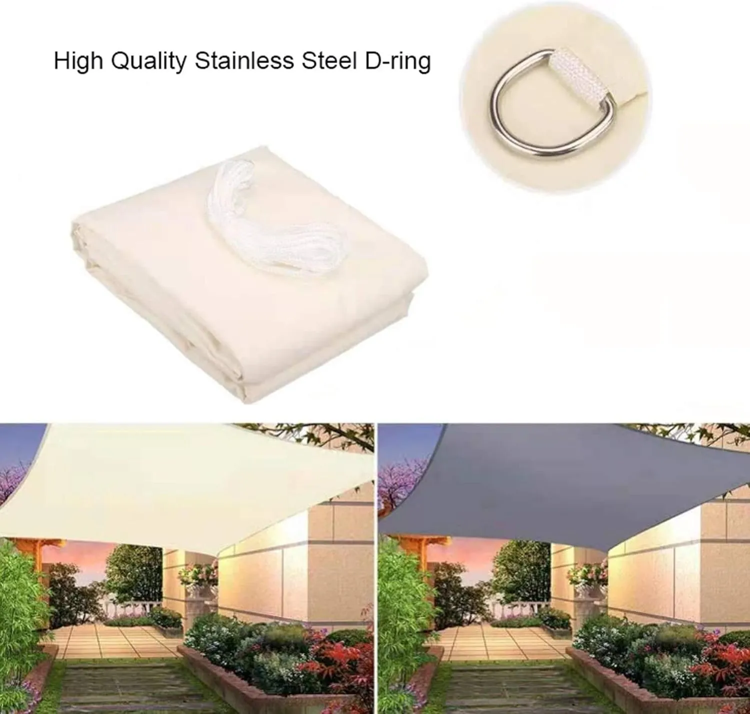 Beach Sun Shade Sail Rectangle Waterproof Awning UV Block Canopy for Outdoor Garden, Backyard, Thicker Oxford Cloth with Ropes(3mx6m)