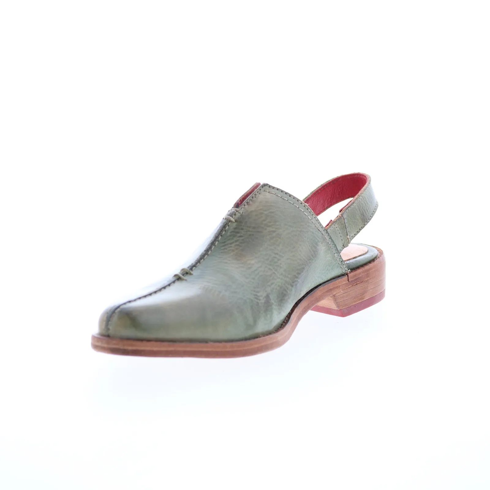 Bed Stu Zaria F319013 Womens Green Leather Mule Flats Shoes