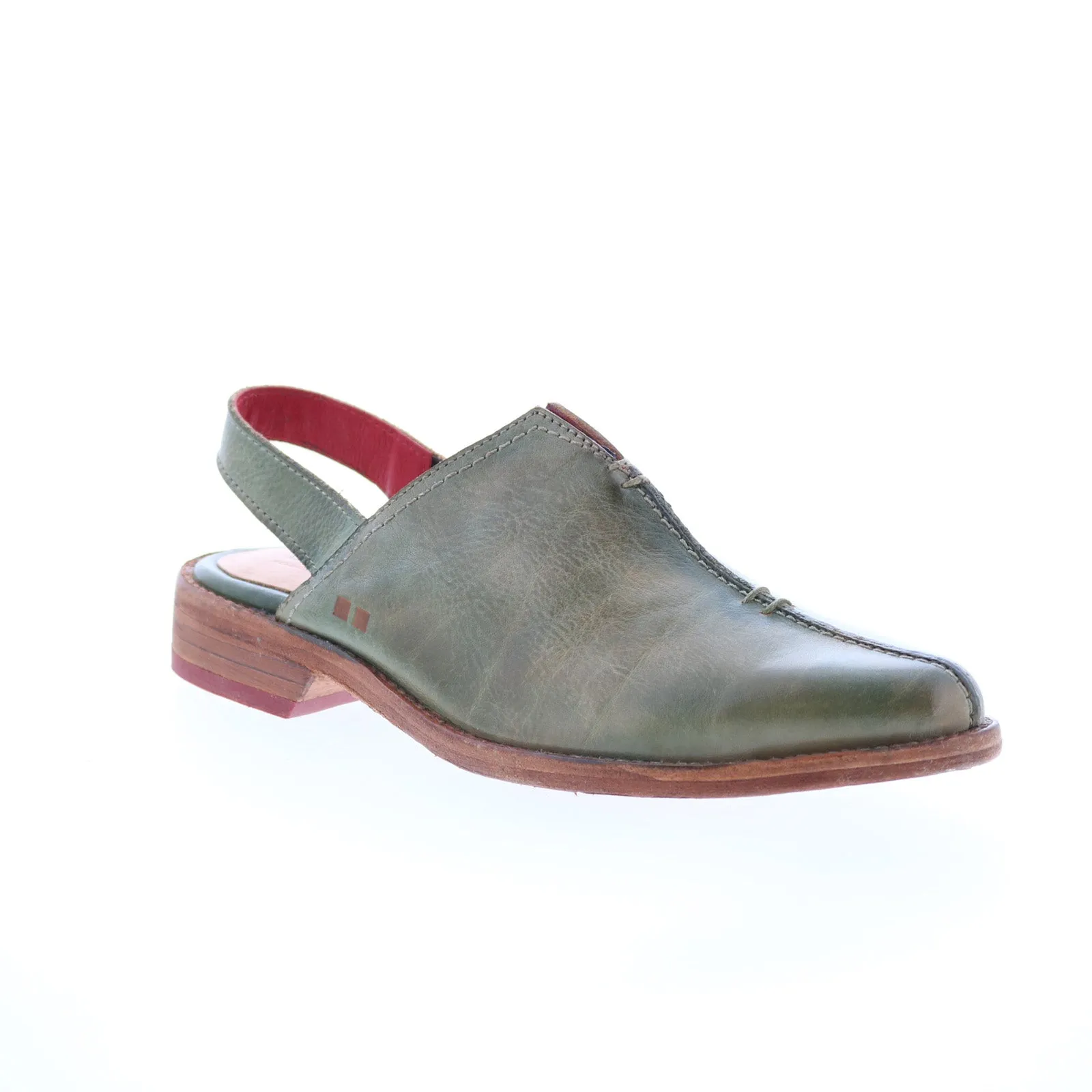 Bed Stu Zaria F319013 Womens Green Leather Mule Flats Shoes