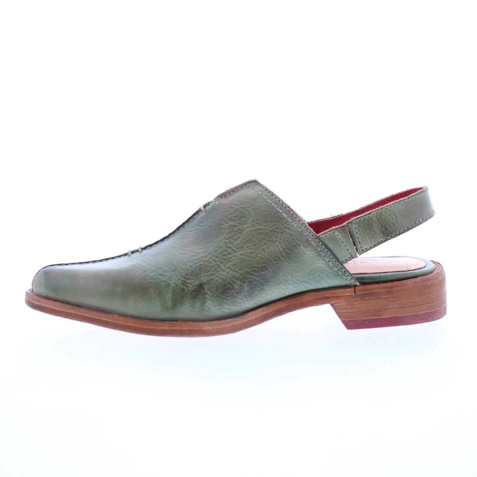 Bed Stu Zaria F319013 Womens Green Leather Mule Flats Shoes