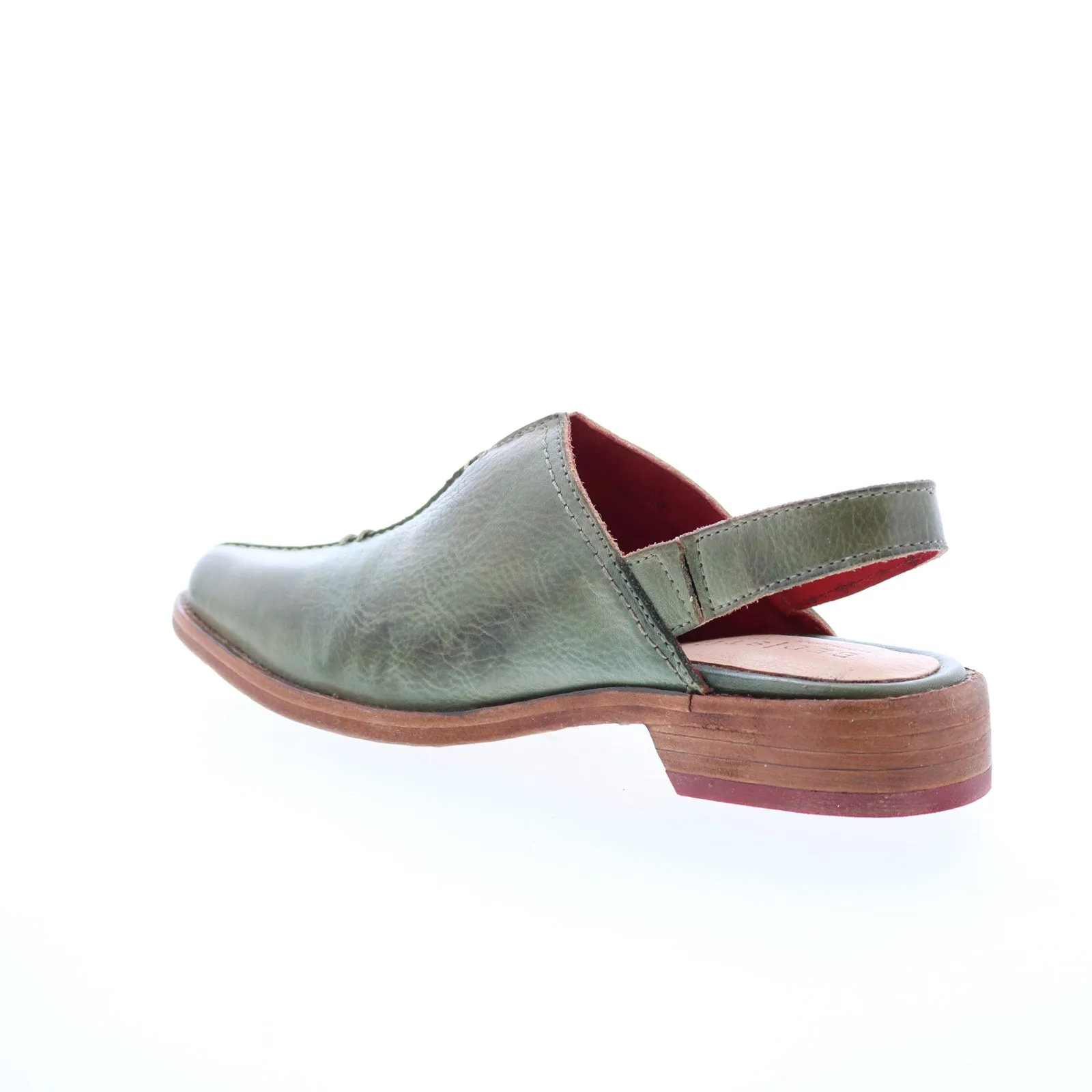 Bed Stu Zaria F319013 Womens Green Leather Mule Flats Shoes