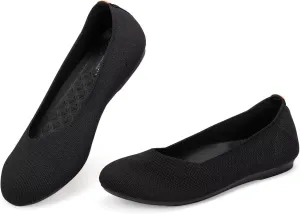 BEJINASH Ballet Flats for Women Soft Slip On Flat Shoes Knit Round Toe Work Flat Mesh Woman Walking Shoes Comfortable Casual