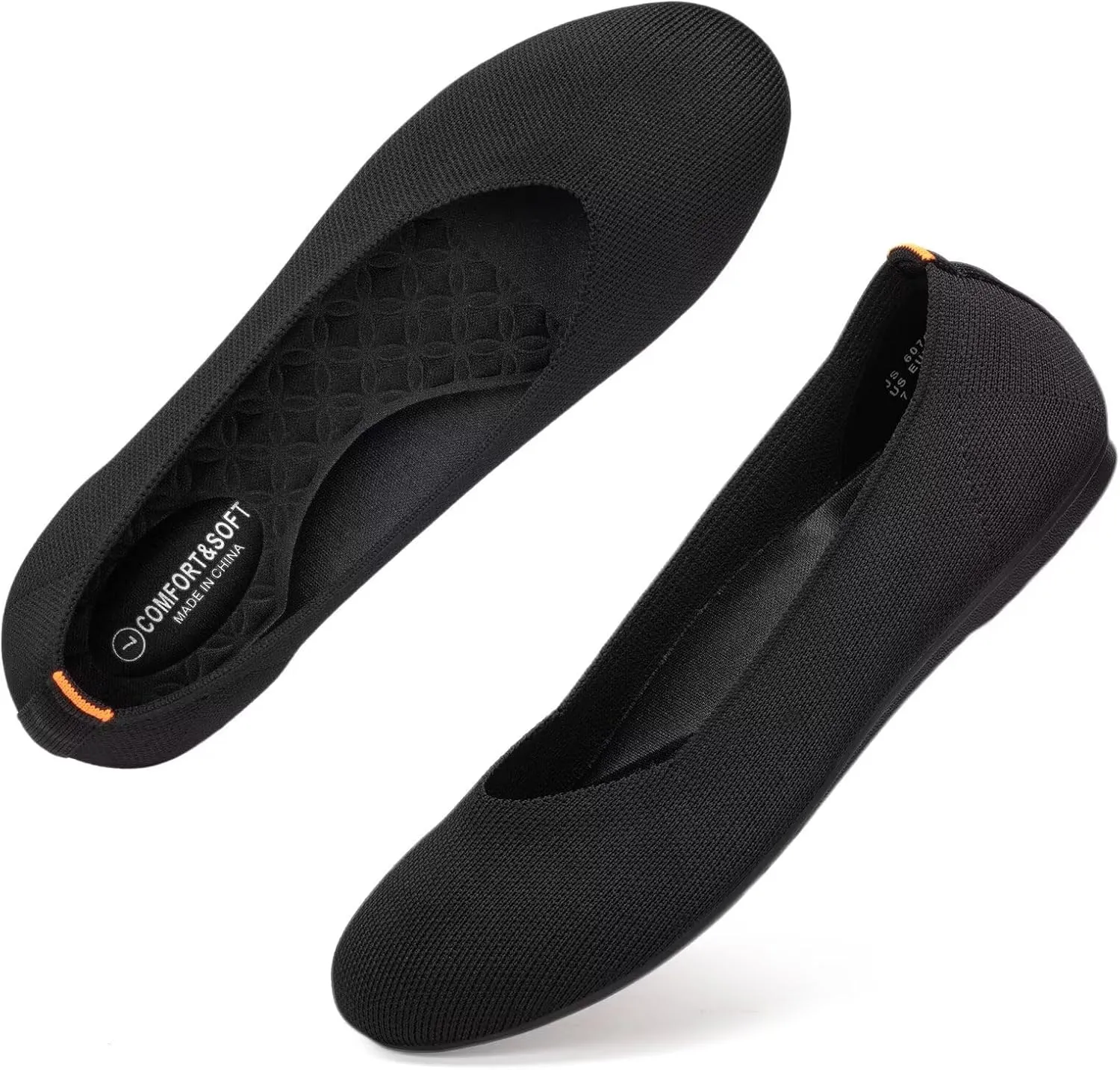 BEJINASH Ballet Flats for Women Soft Slip On Flat Shoes Knit Round Toe Work Flat Mesh Woman Walking Shoes Comfortable Casual