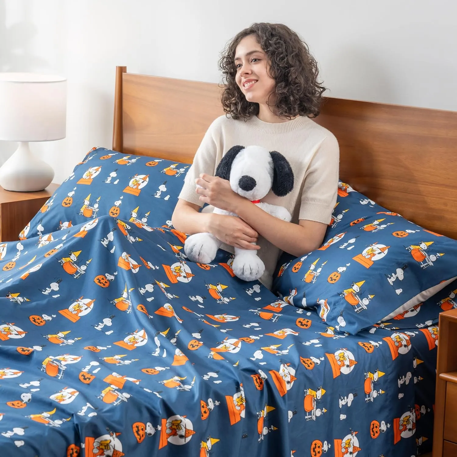 Berkshire Blanket Peanuts® Kids Sheet Set Twin Size - 3 Pieces,Cute Character Snoopy Printed Soft Microfiber Bed Sheets,Halloween Magic Potions Sheet Navy
