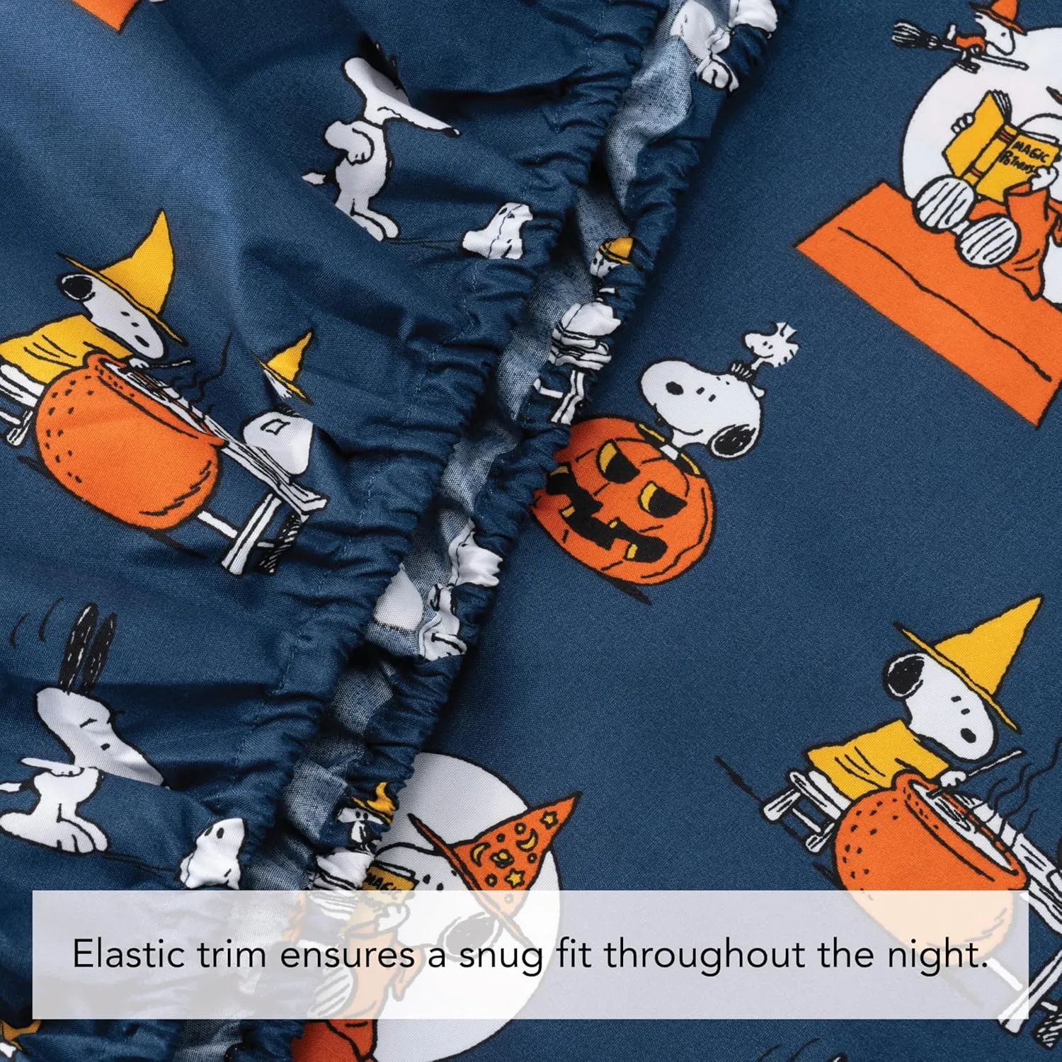 Berkshire Blanket Peanuts® Kids Sheet Set Twin Size - 3 Pieces,Cute Character Snoopy Printed Soft Microfiber Bed Sheets,Halloween Magic Potions Sheet Navy