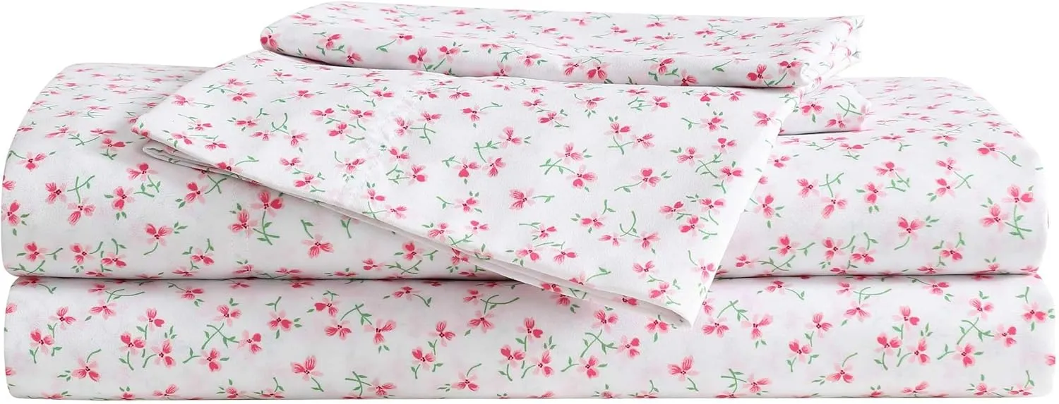 Betsey Johnson - King Bed Sheets, Super Soft & Lightweight Bedding with Matching Pillowcases, Fade & Wrinkle Resistant (Ballet Floral Pink, King)
