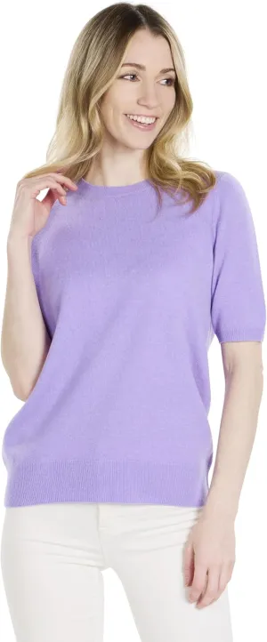 BEYOND FASHION Women's T Shirt Crew Neck Short Sleeve Pullover -100% Pure Cashmere - Heavenly Soft