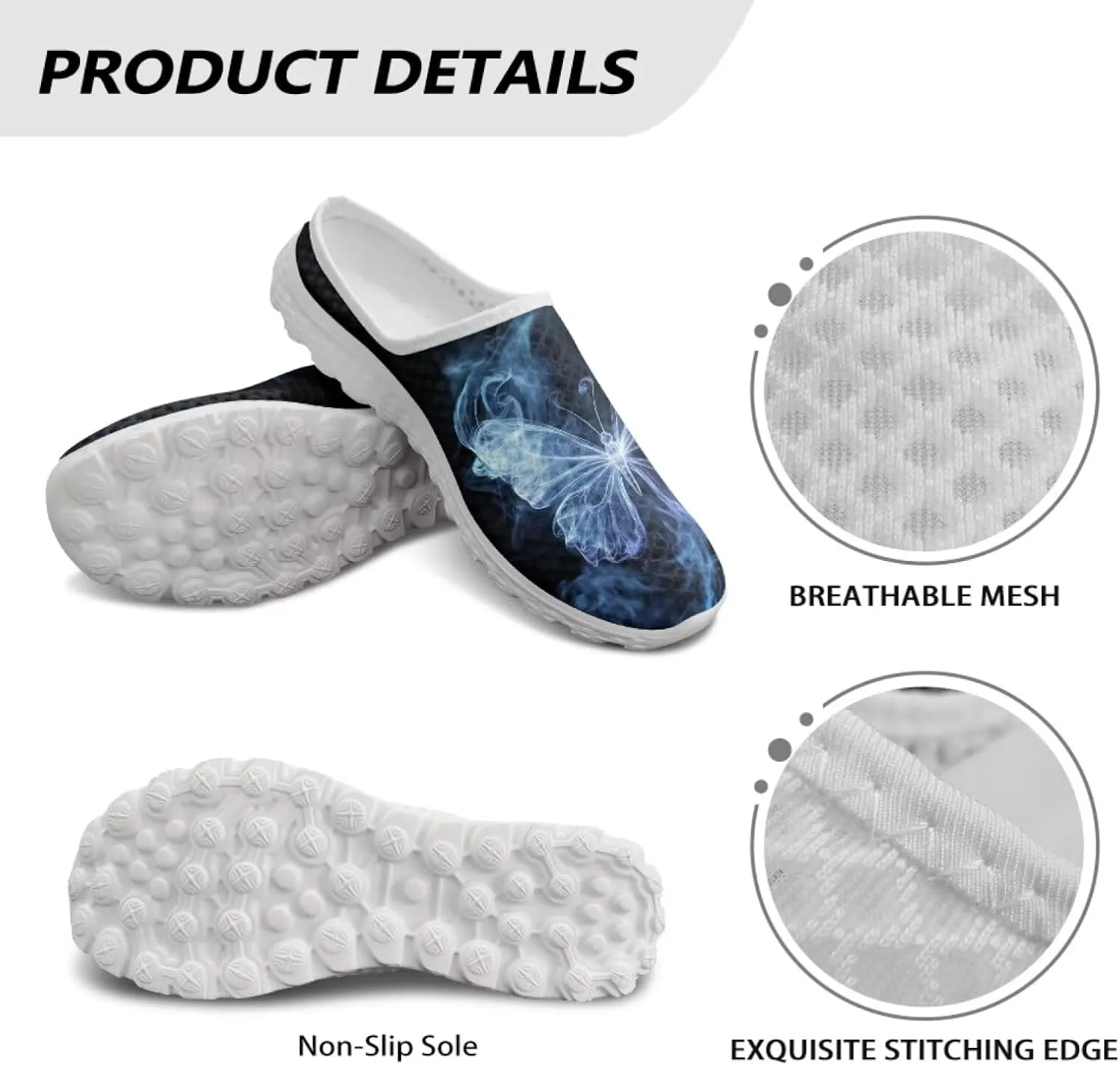 Binienty Women's Arch Support Round Toe Garden Clogs Slip On Breathable Mule Sneakers Wide Width Homen Slippers for Indoor Outdoor