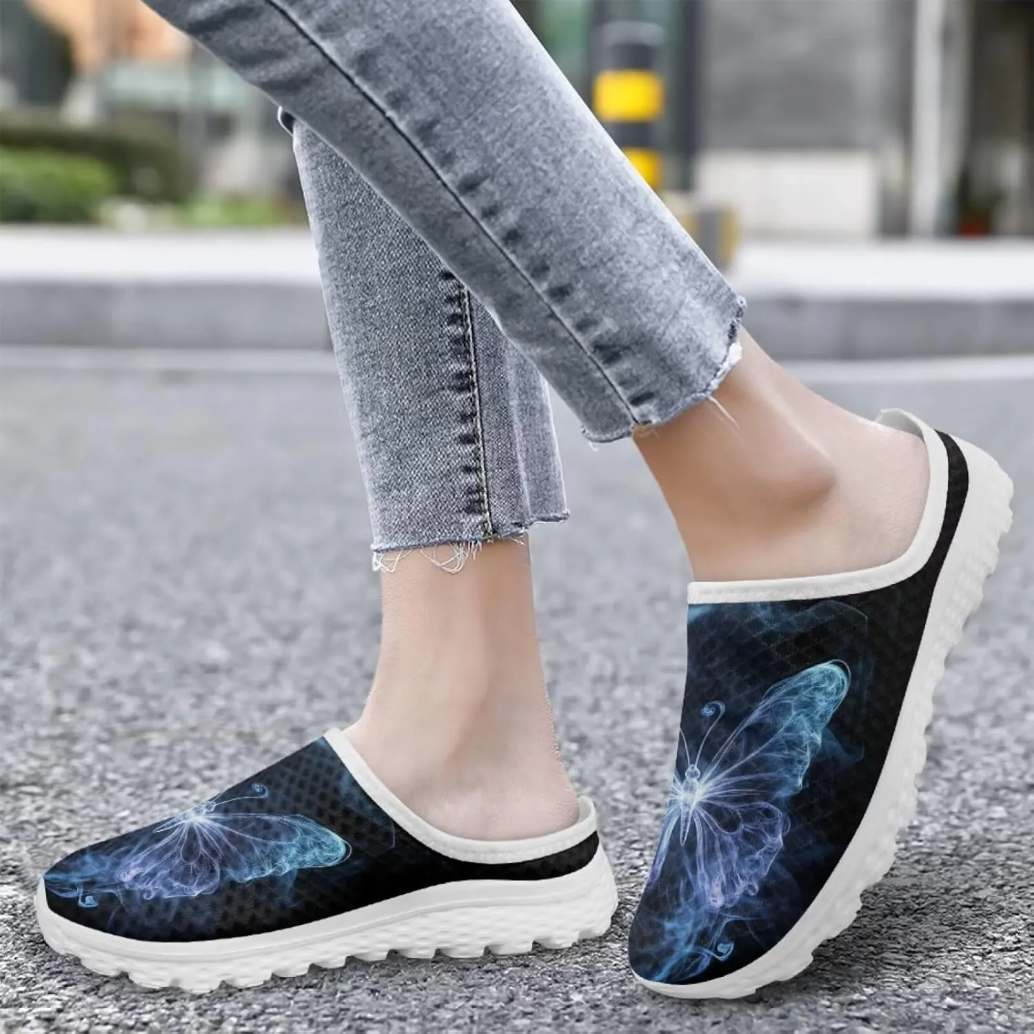 Binienty Women's Arch Support Round Toe Garden Clogs Slip On Breathable Mule Sneakers Wide Width Homen Slippers for Indoor Outdoor