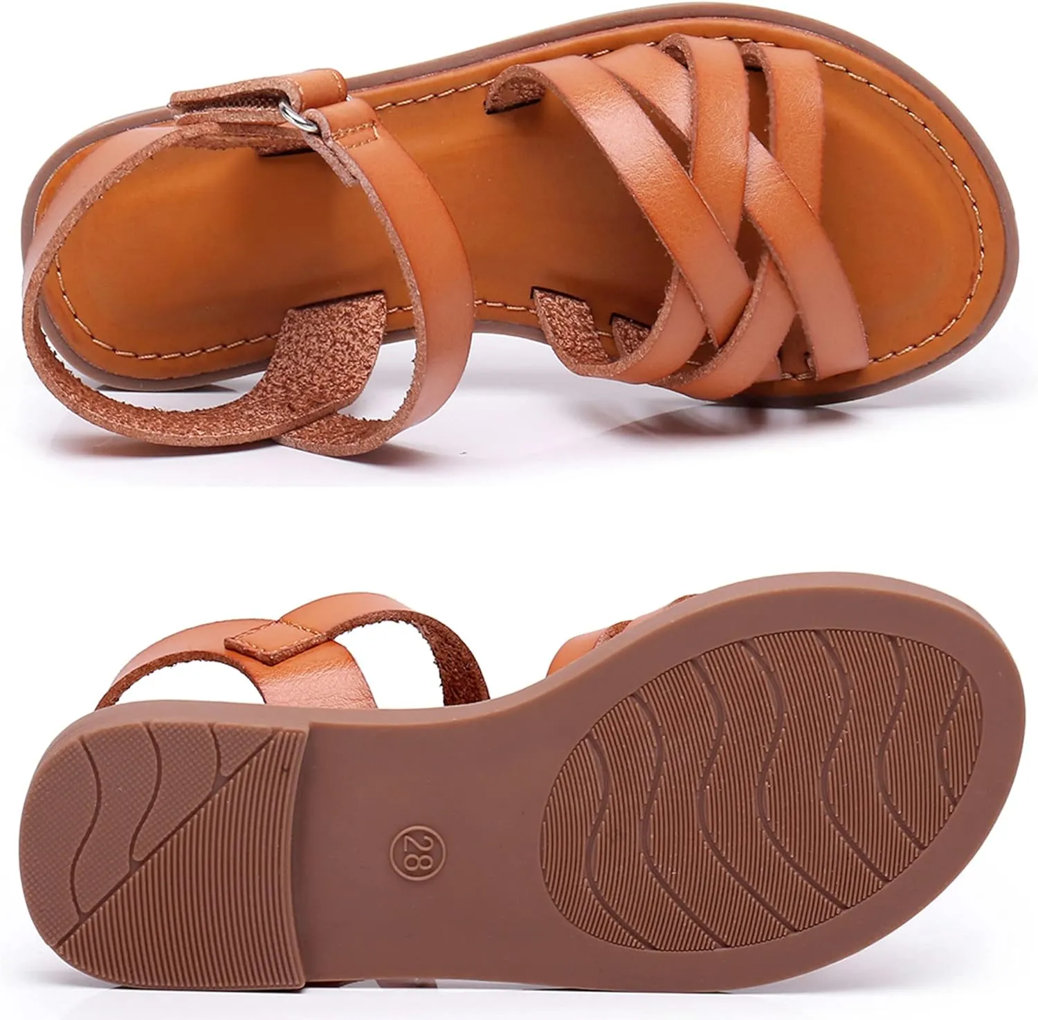 Blikcon Girls Open Toe Princess Flat Sandals Strappy Summer Sandals (Toddler/Little Kid)