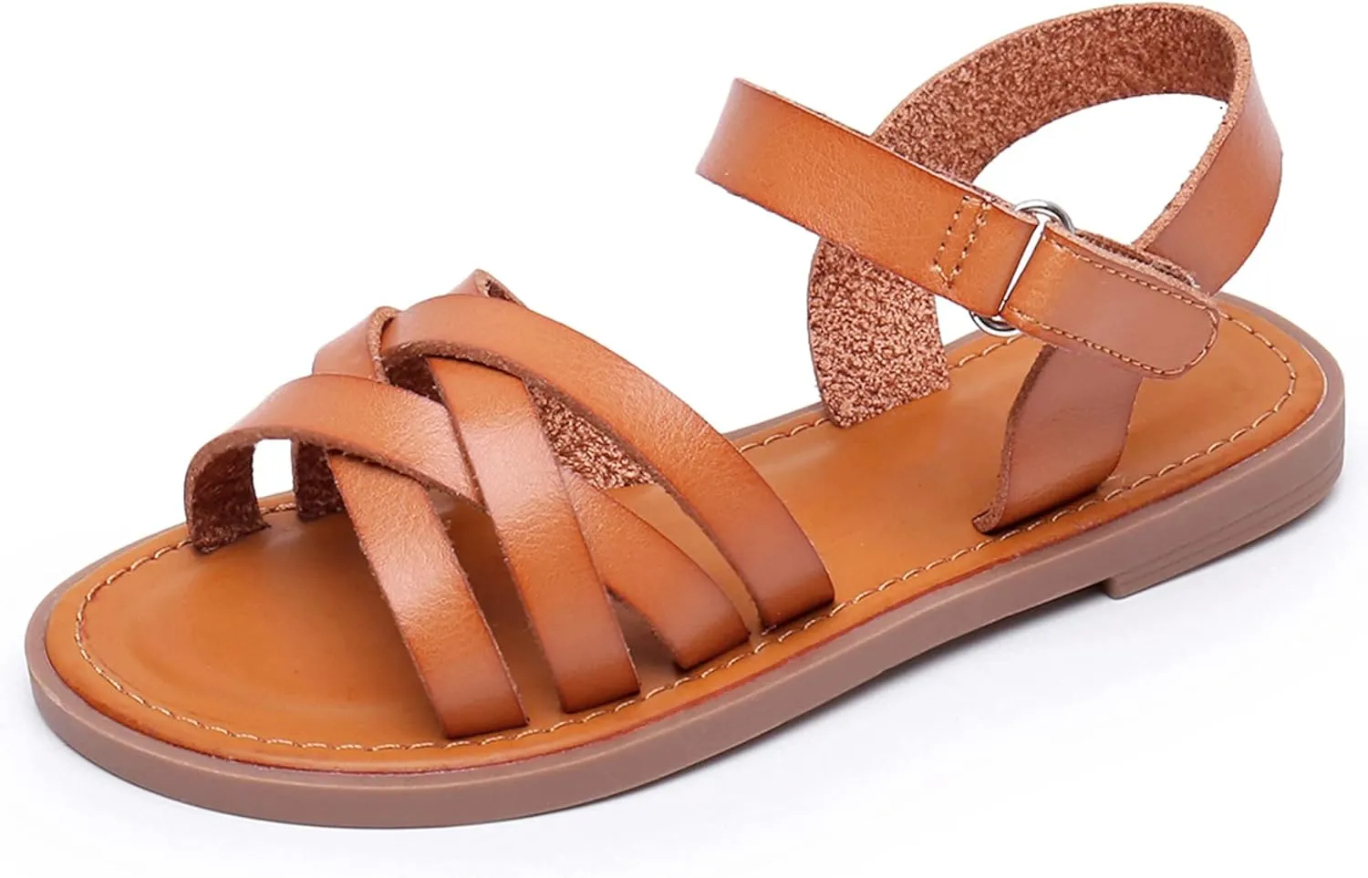 Blikcon Girls Open Toe Princess Flat Sandals Strappy Summer Sandals (Toddler/Little Kid)
