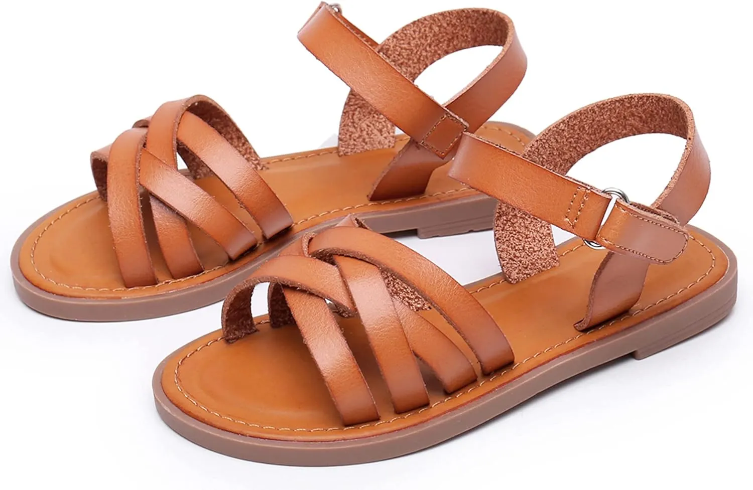 Blikcon Girls Open Toe Princess Flat Sandals Strappy Summer Sandals (Toddler/Little Kid)