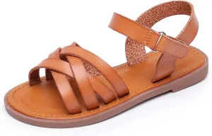 Blikcon Girls Open Toe Princess Flat Sandals Strappy Summer Sandals (Toddler/Little Kid)