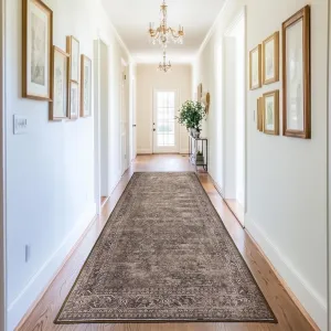 Boho Runner Rug 2x8 ft - Washable Non-Slip Area Rug for Indoor Outdoor Use, Stylish Hallway Carpet Runner for Entryway, Kitchen, and Bedroom