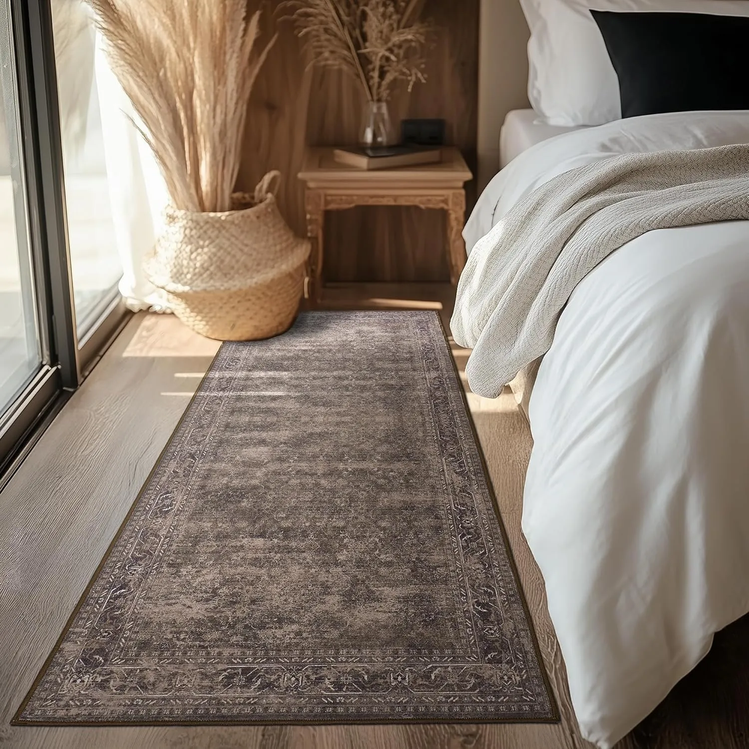 Boho Runner Rug 2x8 ft - Washable Non-Slip Area Rug for Indoor Outdoor Use, Stylish Hallway Carpet Runner for Entryway, Kitchen, and Bedroom