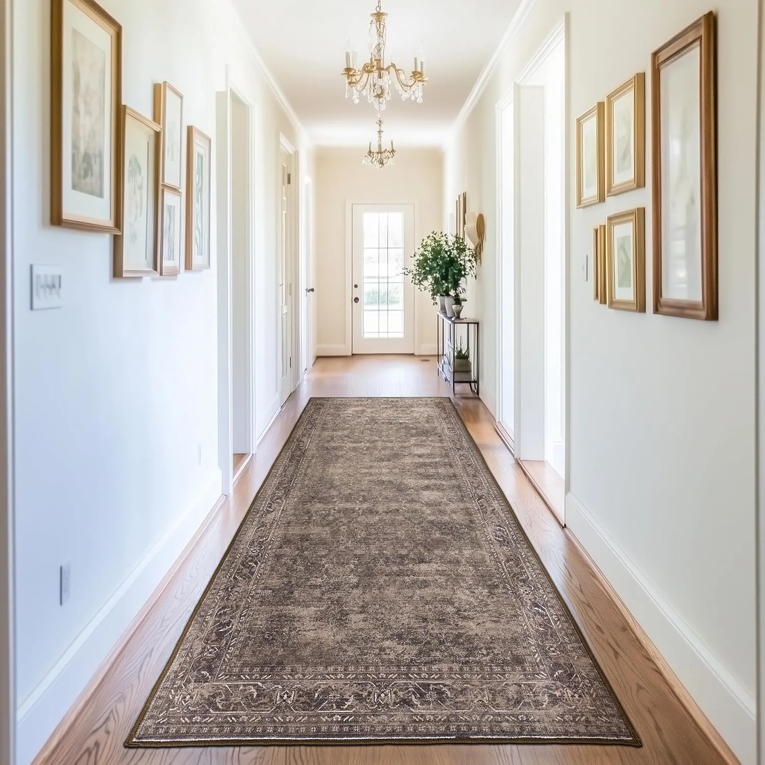 Boho Runner Rug 2x8 ft - Washable Non-Slip Area Rug for Indoor Outdoor Use, Stylish Hallway Carpet Runner for Entryway, Kitchen, and Bedroom
