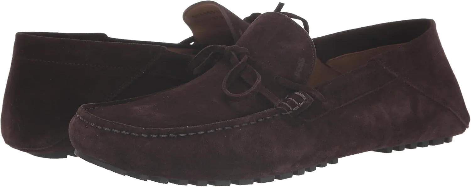 BOSS Women's Suede Slip-on Moccasins with Top Bow Detail Loafer Flat