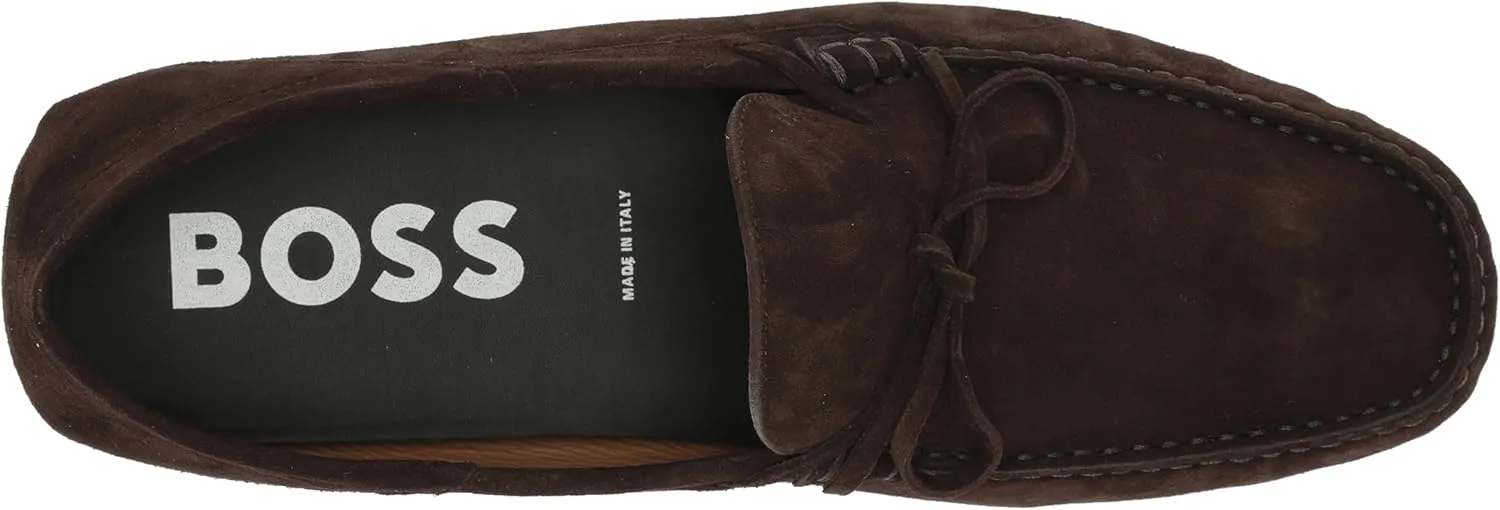 BOSS Women's Suede Slip-on Moccasins with Top Bow Detail Loafer Flat
