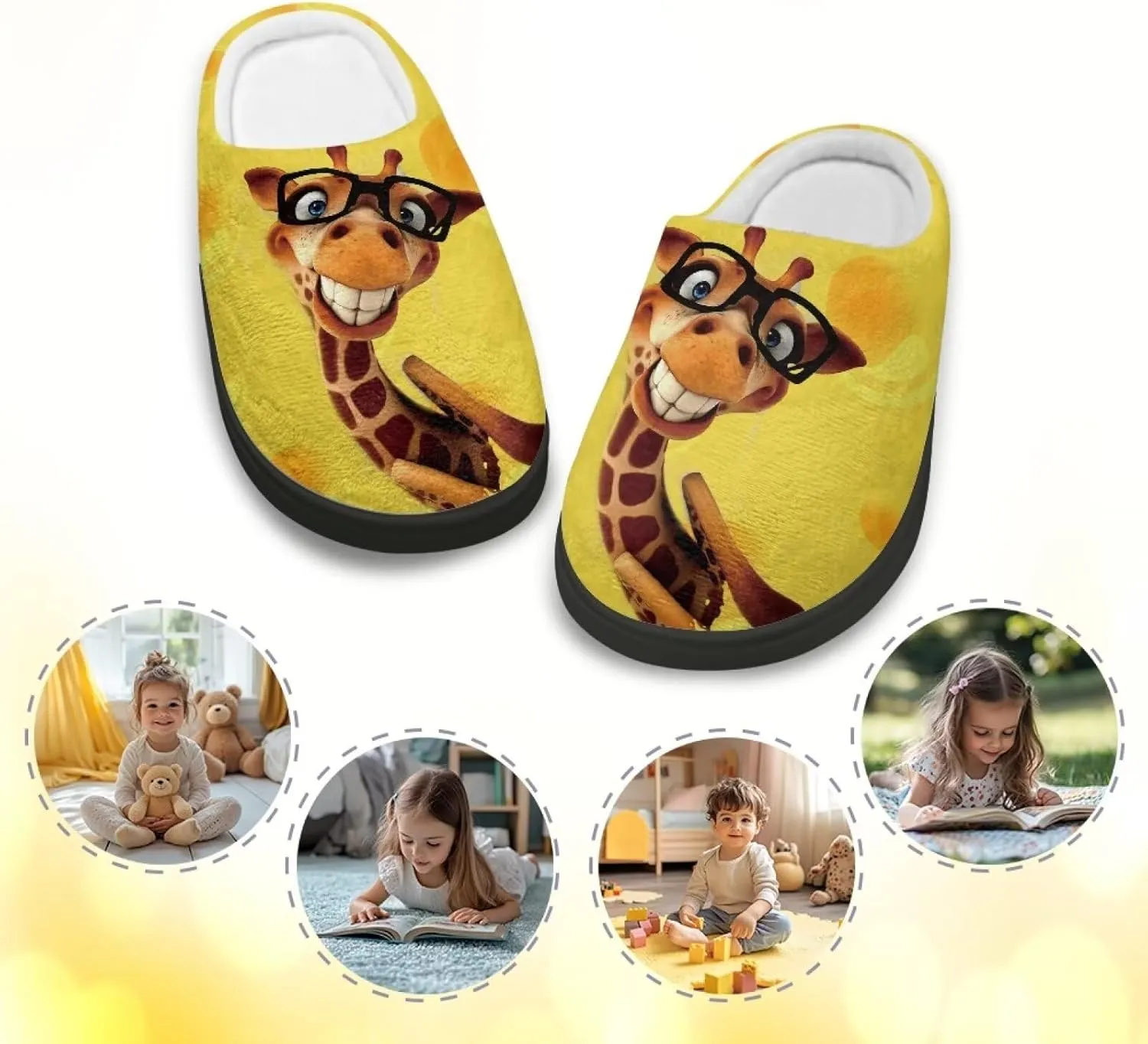 Boys Girls House Slippers Kids Animal Winter Slippers Soft Plush Warm Slippers Indoor Non Slip Fuzzy Flat Shoes Size 9-15