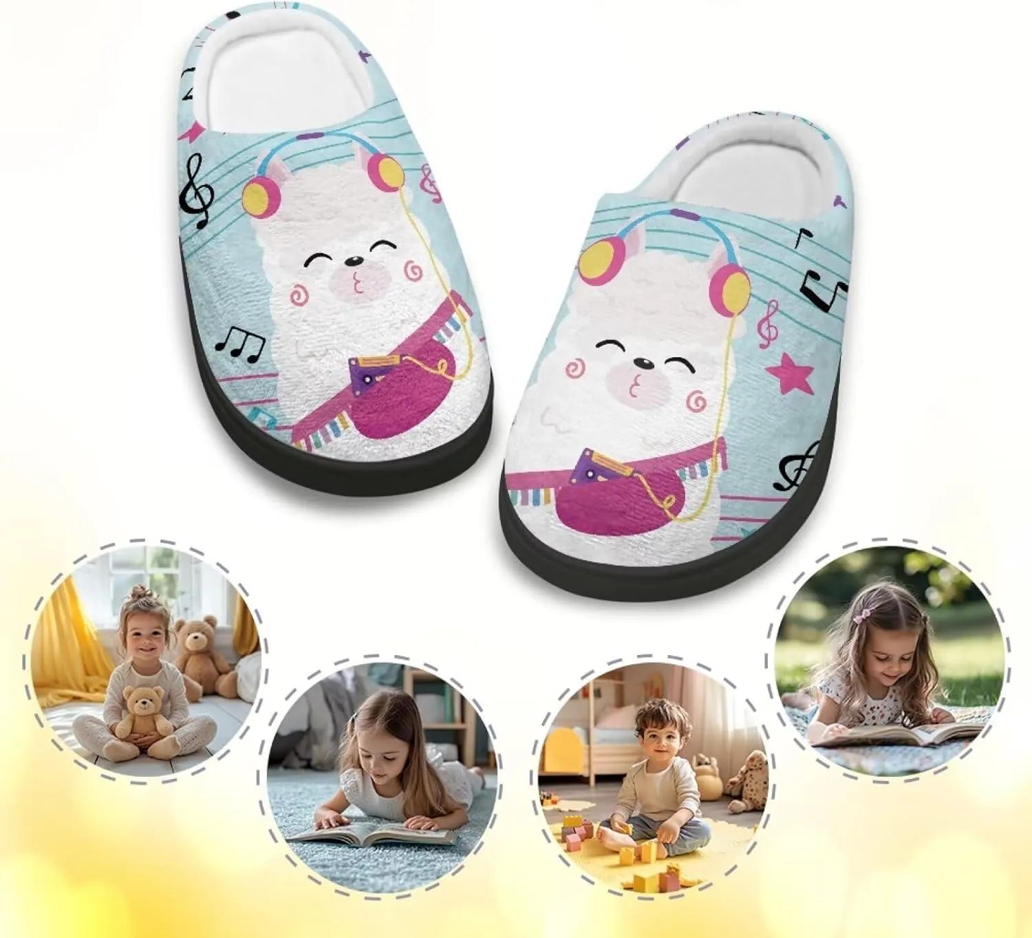 Boys Girls House Slippers Kids Animal Winter Slippers Soft Plush Warm Slippers Indoor Non Slip Fuzzy Flat Shoes Size 9-15