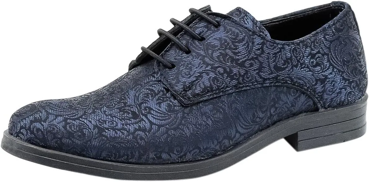 Boys Oxford Paisley Pattern Lace Up Formal Wedding Prom Dress Shoes