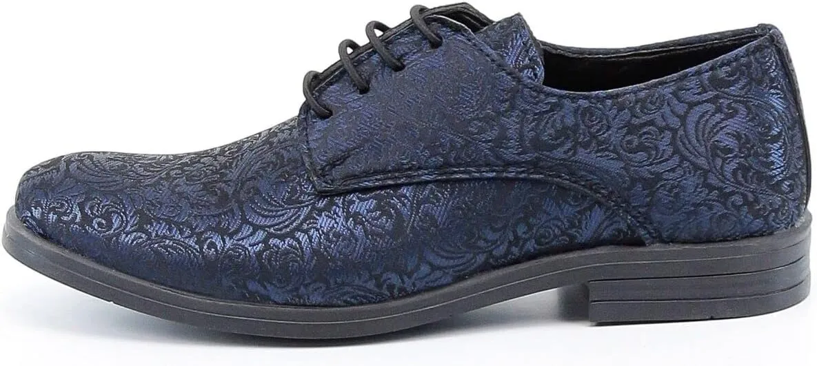 Boys Oxford Paisley Pattern Lace Up Formal Wedding Prom Dress Shoes