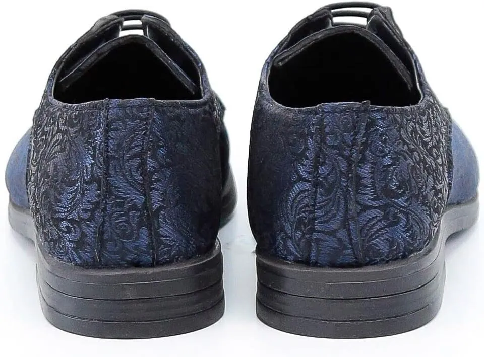 Boys Oxford Paisley Pattern Lace Up Formal Wedding Prom Dress Shoes