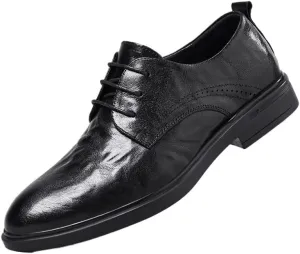 British Style Brogue Wingtip Oxford Men's Classic Dress Leather Shoes Fashionable Lace-up Business Height Increase Shoes