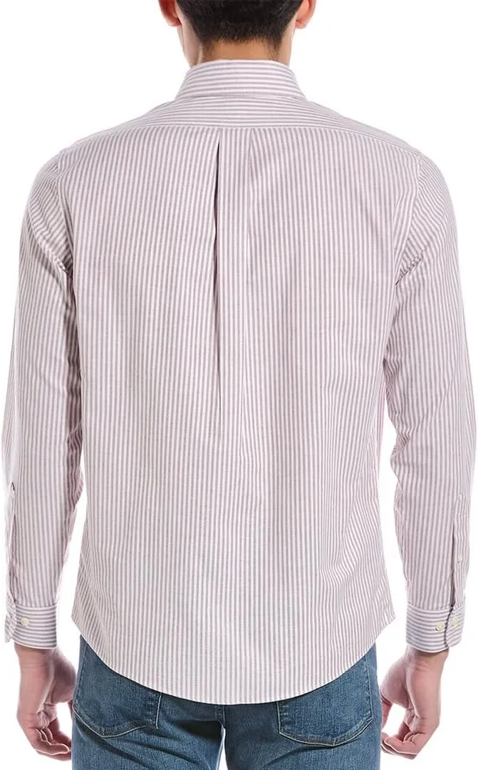 Brooks Brothers Men's Non-Iron Stretch Oxford Sport Shirt Long Sleeve Stripe
